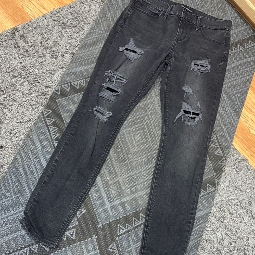 Distressed Black Women Jeans